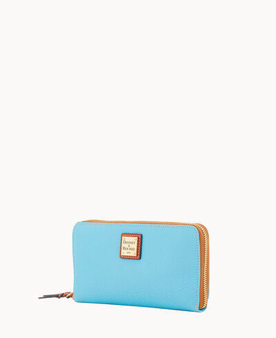 Pebble Grain Large Zip Around Wristlet