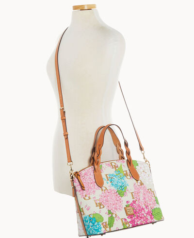 Hydrangea Monogram Celeste Satchel
