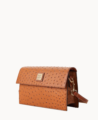 Ostrich East West Flap Shoulder Bag