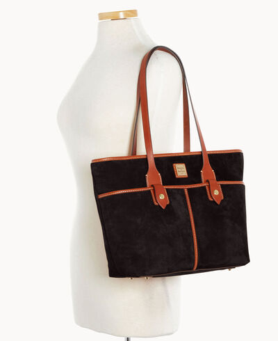 Suede Double Pocket Tote