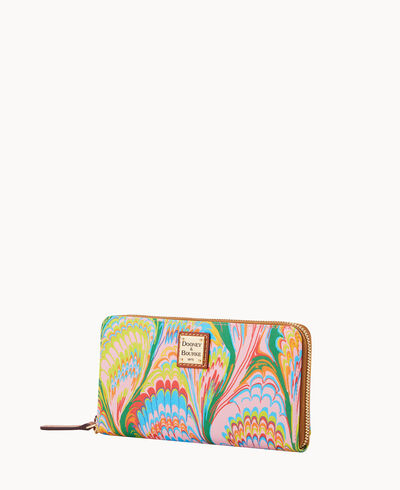 Plumes Large Zip Around Wristlet