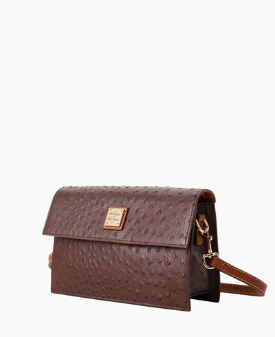 Ostrich East West Flap Shoulder Bag