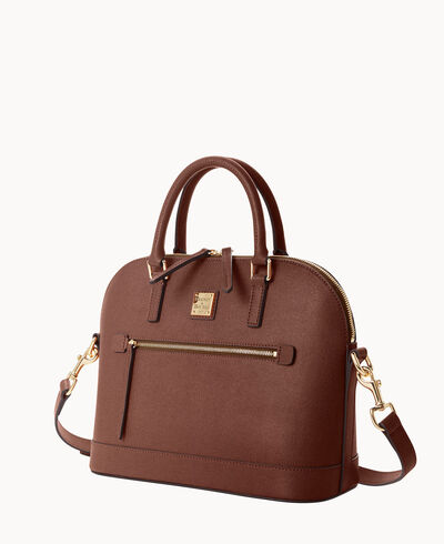 Saffiano Domed Zip Satchel