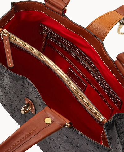 Ostrich Medium Logo Lock Tote