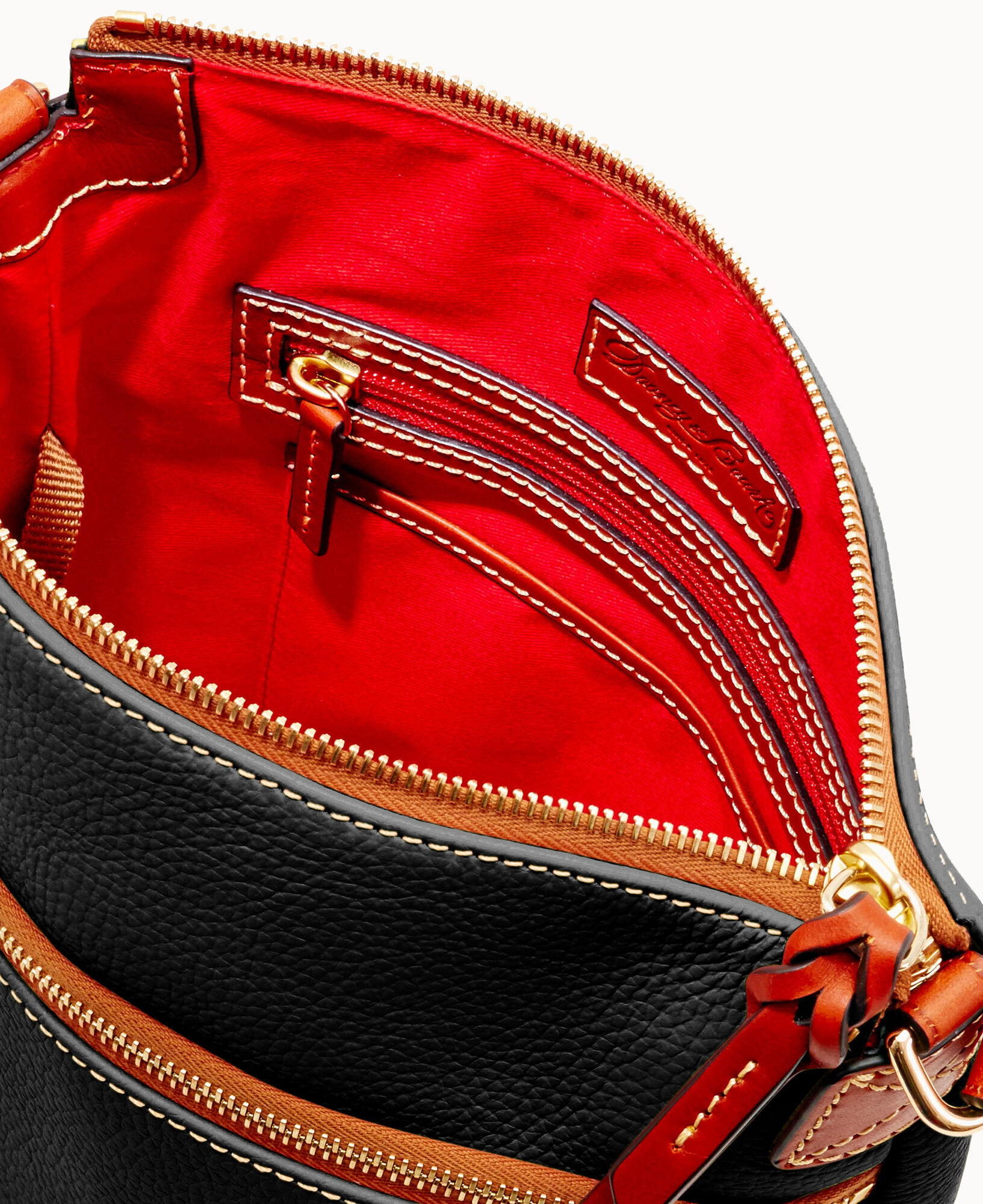 Pebbled leather top zip crossbody bag shop