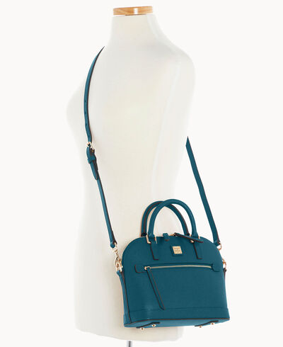 Saffiano Small Domed Zip Satchel