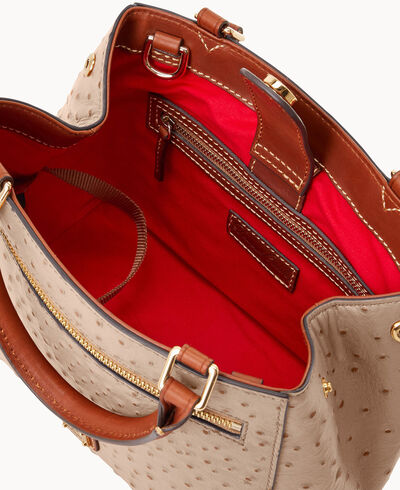 Ostrich Small Zip Satchel