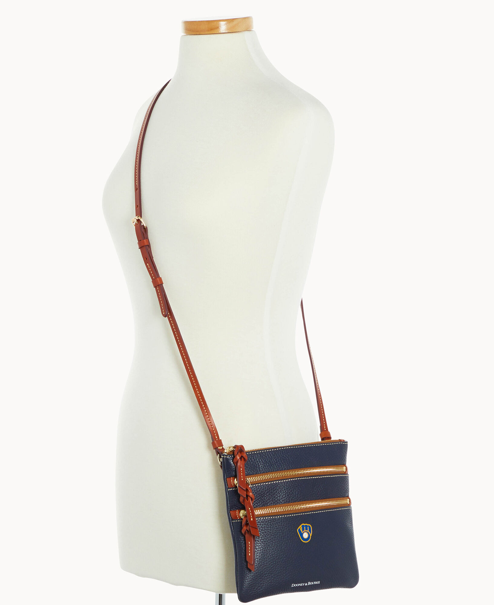 Dooney Bourke MLB Brewers North South Triple Zip Crossbody