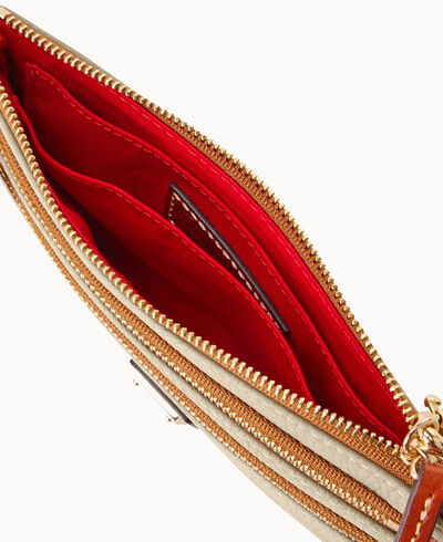 Pebble Grain Triple Zip Wristlet