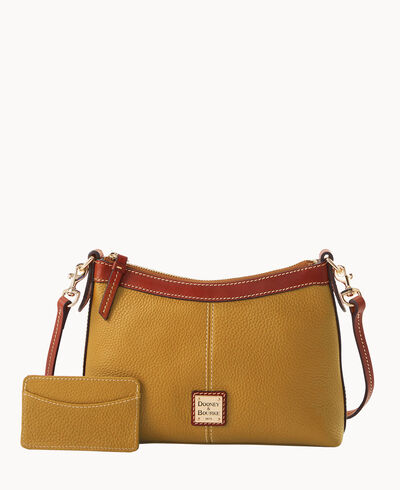 Pebble Grain Crossbody Pouch with Business Card Case
