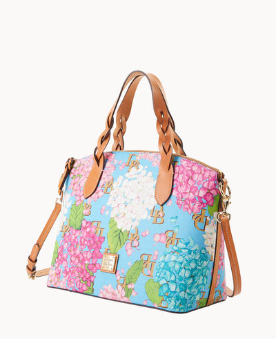 Hydrangea Monogram Celeste Satchel