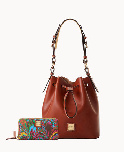 Belmar Drawstring 25 and Plumes Large Zip Around Wristlet