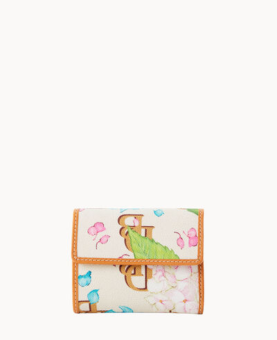 Hydrangea Monogram Small Flap Wallet