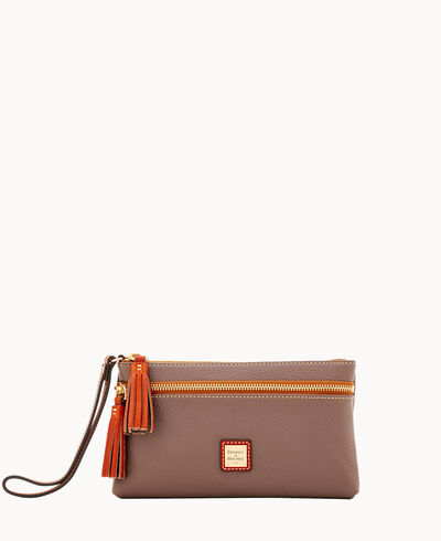 Pebble Grain Double Zip Wristlet