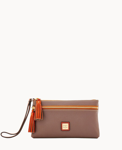 Pebble Grain Double Zip Wristlet