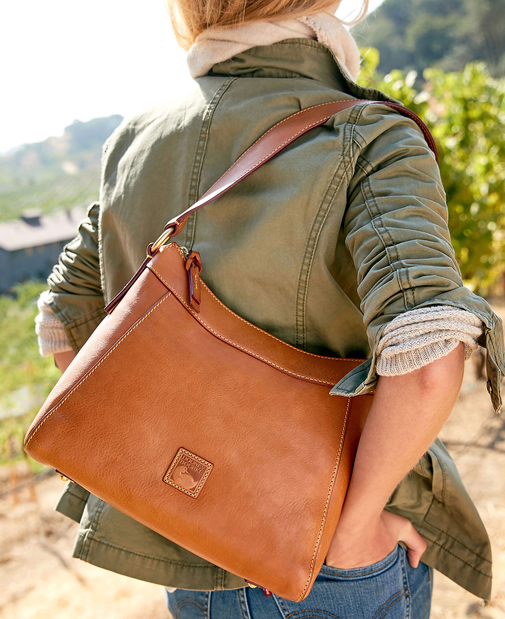 Khaki Leather Hobo Bag Crossbody Shoulder Bags for Work