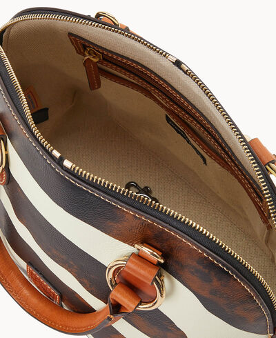 Zebra Leather Domed Satchel