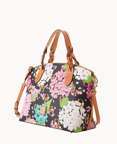 Hydrangea Monogram Celeste Satchel