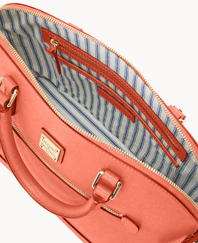 Saffiano Domed Zip Satchel