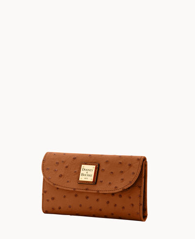 Ostrich Zip Satchel and Continental Clutch