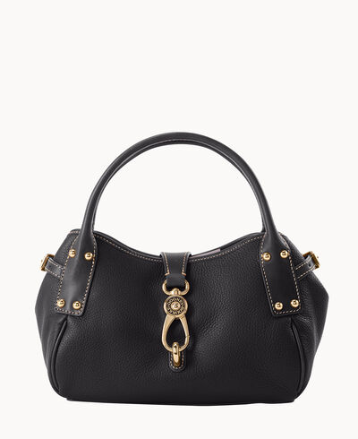 Pebble Grain Small Logo Lock Satchel