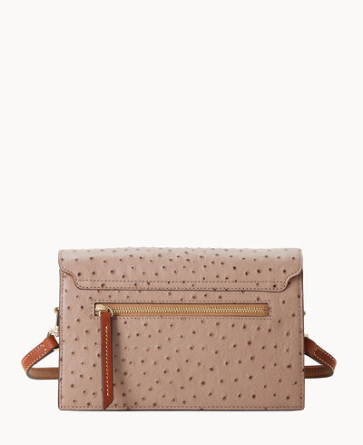 Ostrich East West Flap Shoulder Bag