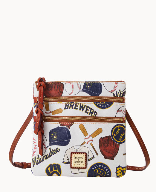 Milwaukee Brewers Dooney & Bourke Women's Pebble Triple-Zip Core Crossbody  Purse