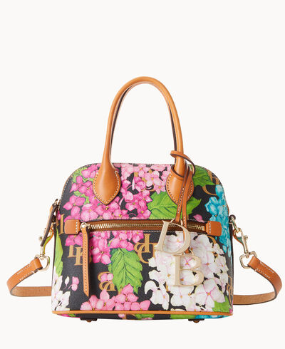 Hydrangea Monogram Small Domed Satchel