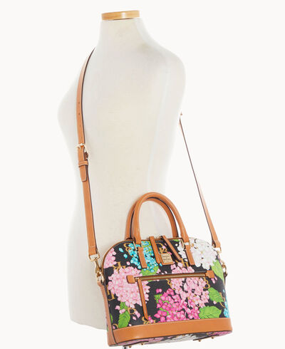 Hydrangea Monogram Domed Zip Satchel