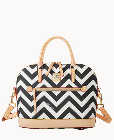 Chevron Domed Zip Satchel