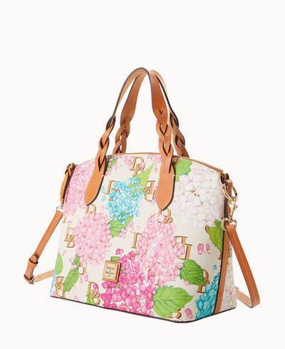 Hydrangea Monogram Celeste Satchel