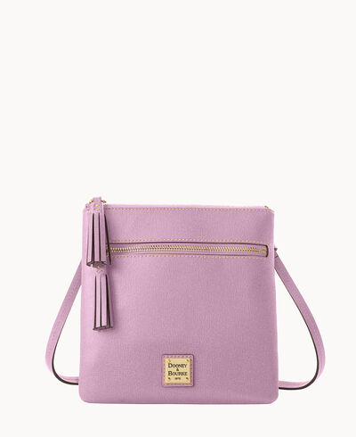 Saffiano Double Zip Tassel Crossbody