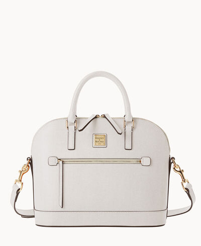 Saffiano Domed Zip Satchel