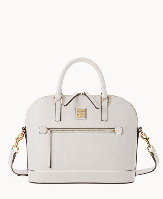 Saffiano Domed Zip Satchel