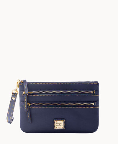 Saffiano Triple Zip Wristlet