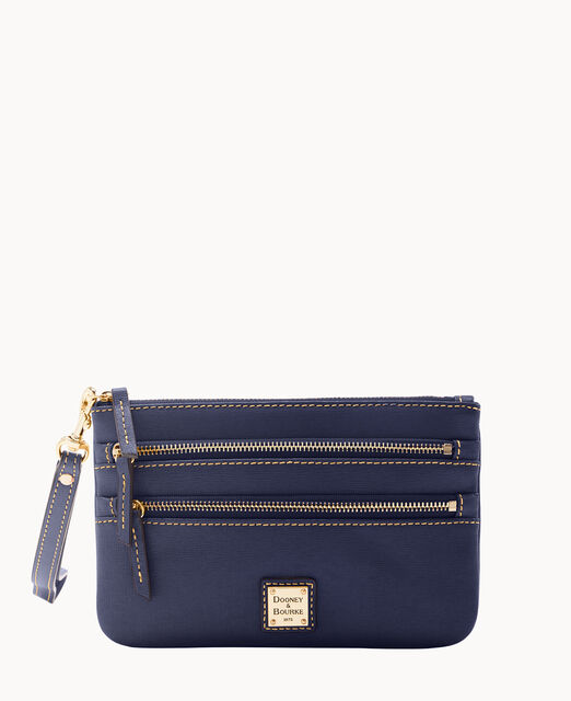 Saffiano Triple Zip Wristlet