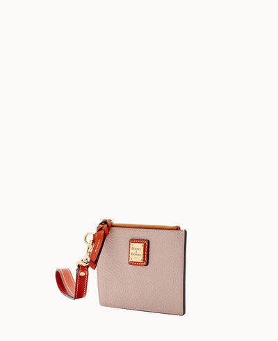 Pebble Grain Top Zip Card Case Wristlet