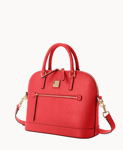 Saffiano Domed Zip Satchel