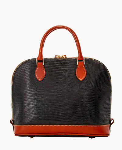 Embossed Lizard Zip Zip Satchel