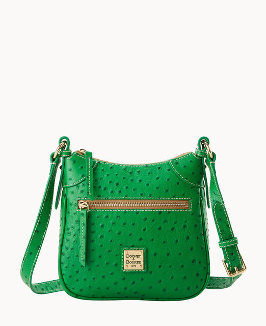 Ostrich Front Zip Crossbody