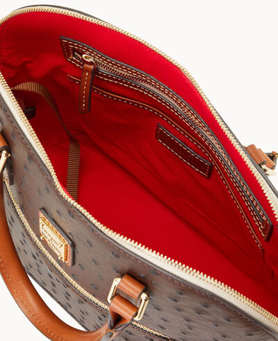 Ostrich Domed Zip Satchel