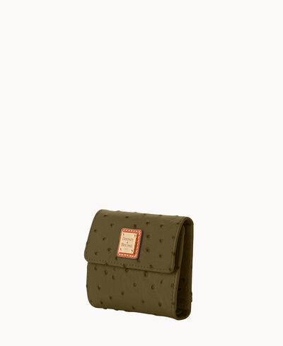 Ostrich Small Flap Credit Card Wallet