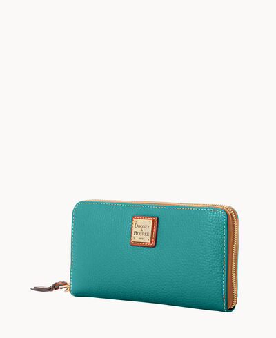 Pebble Grain Large Zip Around Wristlet