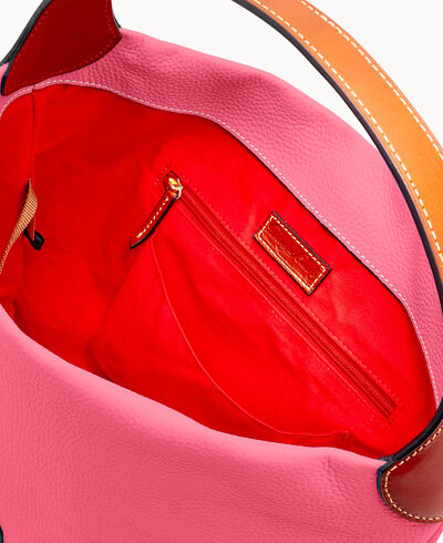 Pebble Grain Logo Lock Shoulder Bag with Pouch