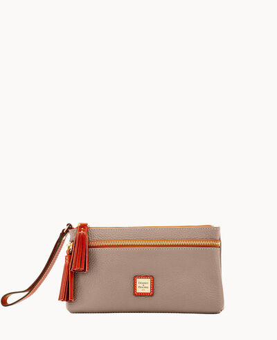 Pebble Grain Double Zip Wristlet