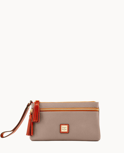 Pebble Grain Double Zip Wristlet