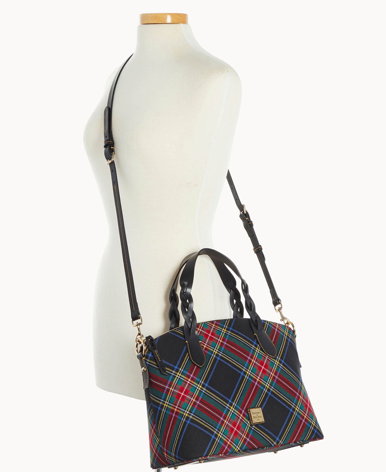Dooney Bourke Blakely Tartan Celeste Satchel