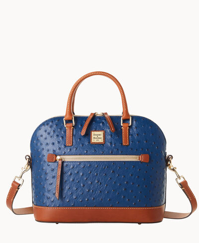 Ostrich Domed Zip Satchel