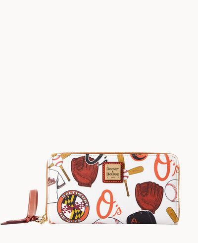 MLB Orioles Large Zip Around Wristlet