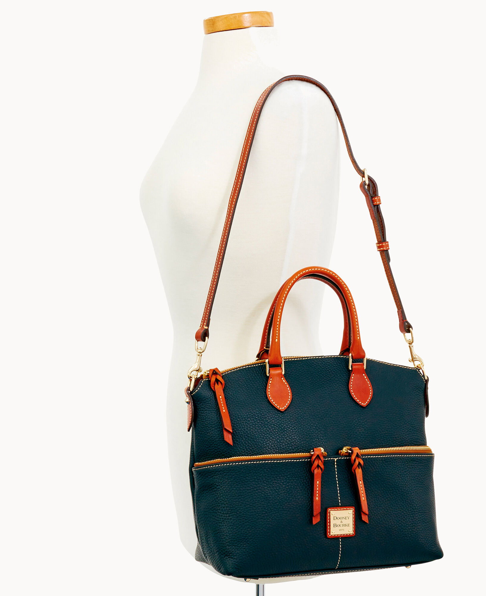 Pebble grain discount double pocket satchel